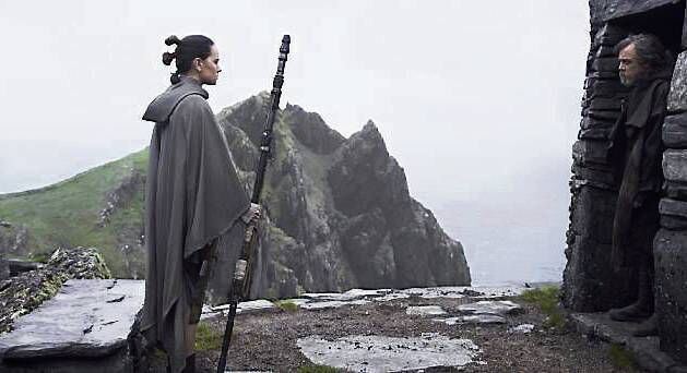 Daisy Ridley as Rey, Mark Hamill as Luke Skywalker in ‘Star Wars: The Last Jedi’, on Skellig Michael. 	Picture:Jonathan Olley/Lucasfilm Ltd