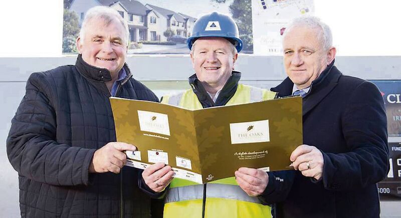 John Fitzgerald, Castlehaven Finance; Brian Madden, chief executive, Calder Initiatives; and Ciaran Lynch, CLFS Wealth Management on site at The Oaks at Bellevue, Frankfield.