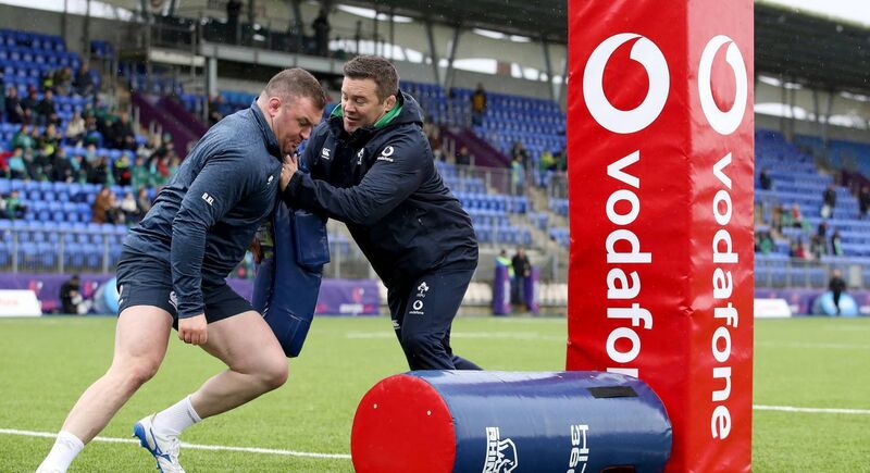 HOLDING PATTERN: Dave Kilcoyne and scrum coach John Fogarty getting to grips during an open training session at Energia Park. Ireland teammate Peter O’Mahony says Kilcoyne has been playing well for Munster and is more than capable of stepping up. Picture: Dan Sheridan HOLDING PATTERN: Dave Kilcoyne and scrum coach John Fogarty getting to grips during an open training session at Energia Park. Ireland teammate Peter O’Mahony says Kilcoyne has been playing well for Munster and is more than capable of stepping up. Picture: Dan Sheridan