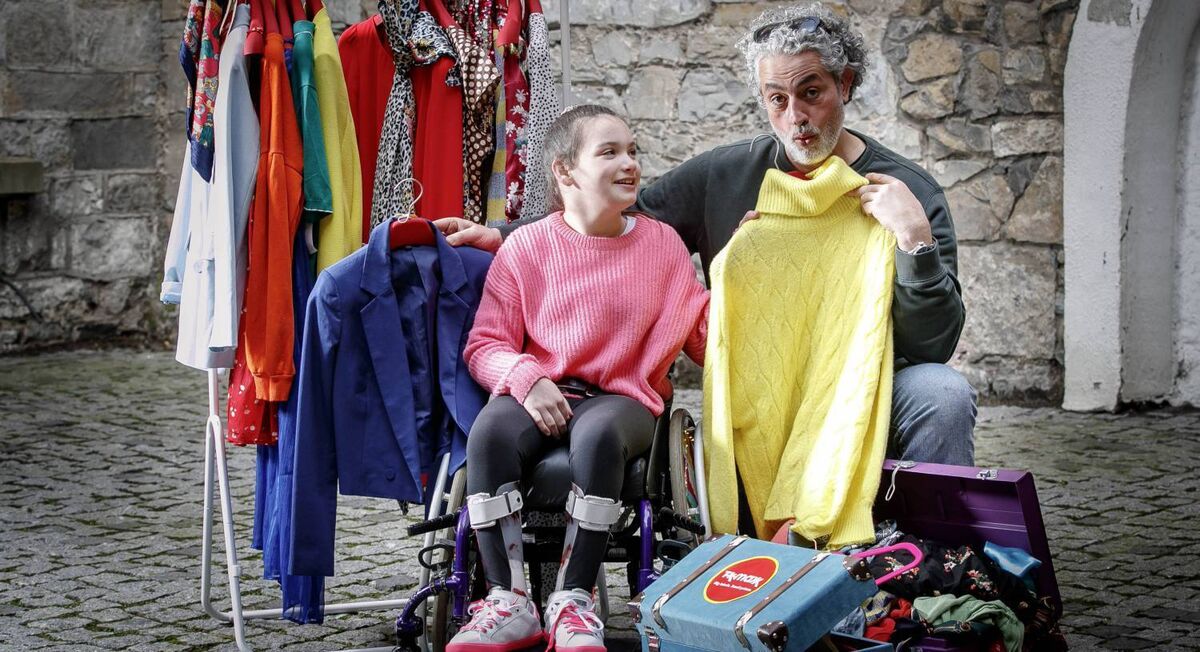 GOOD CAUSE: Baz Ashmawy with Enable Ireland service user Moya May Kelly (10) from Dublin at the launch of the TK Maxx Give Up Clothes for Good campaign. Picture: Andres Poveda