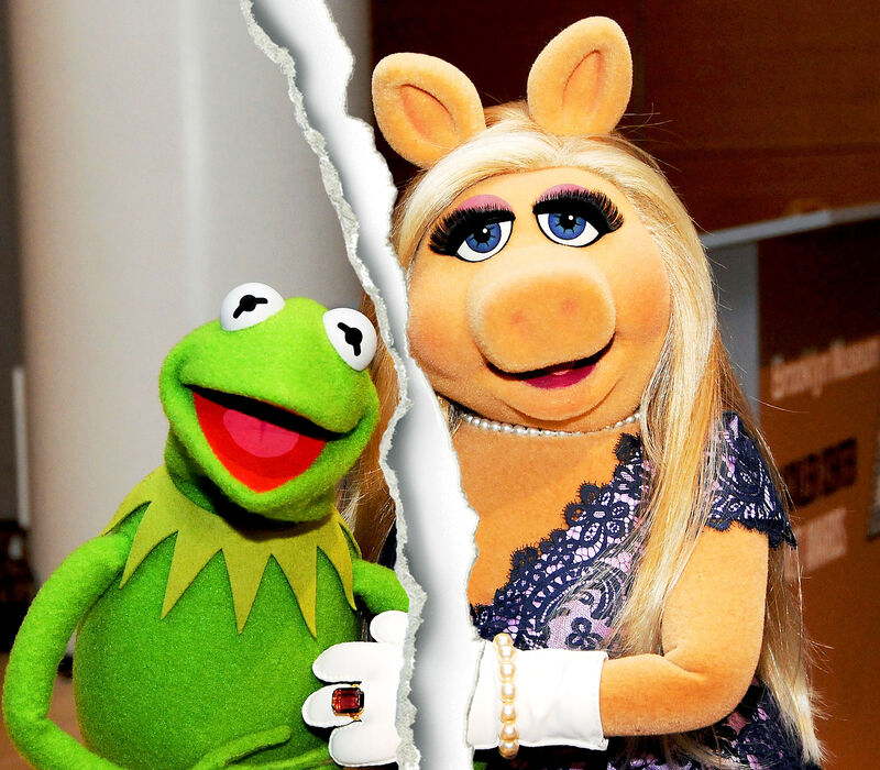Miss Piggy and Kermit of The Muppet Show. 