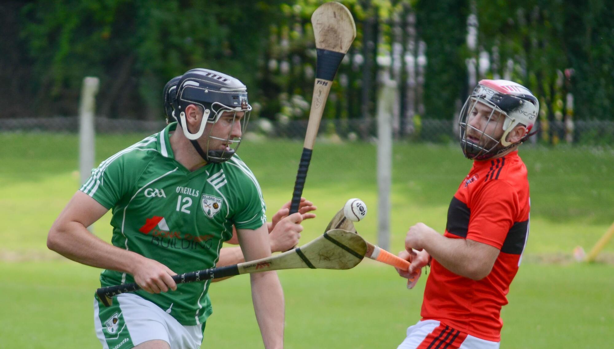 Killeagh's Kevin Murphy controls the sliotar ahead of Cloyne's Paudie O'Sullivan in Midleton. Picture: Howard Crowdy