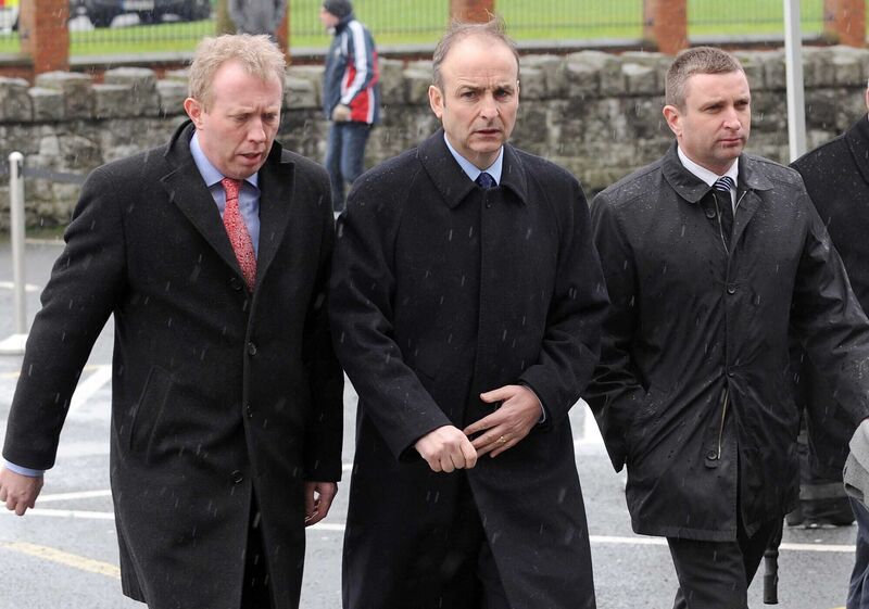 Micheál Martin at the funeral of Adrian Donohoe with Fianna Fáil TDs Timmy Dooley and Niall Collins. Picture: Laura Hutton/RollingNews.ie