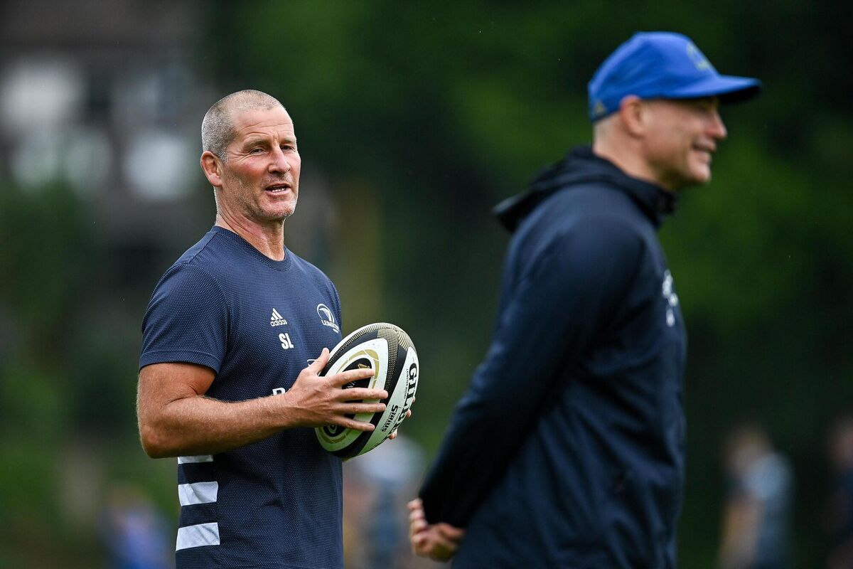 Senior coach Stuart Lancaster, left, during Leinster squad training at UCD. Photo by Ramsey Cardy/Sportsfile