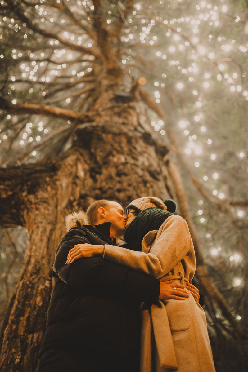 Deirdre O'Sullivan and Patrick Mannix when they got engaged on December 21, 2019 at the Tree of Light, Killarney. Pictures: Dylan Clifford Photography 