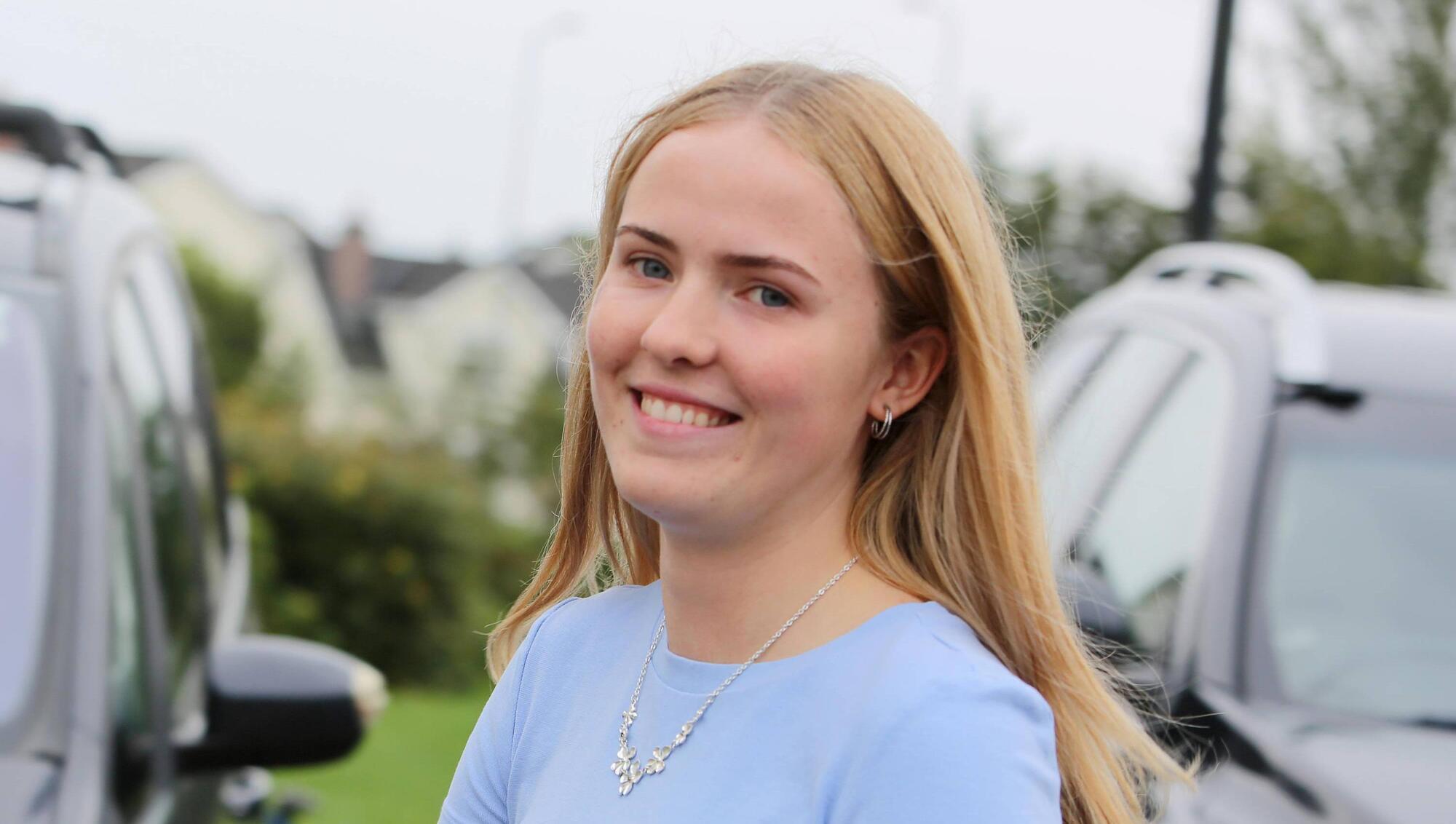 Safe Home, and on dry land, Ellen Glynn from Knocknacarra, Galway smiling to the cameras at her press meeting outside her home. Picture: Hany Marzouk