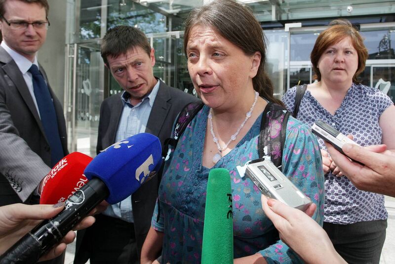 Alicia Bough’s mother Maria Dempsey speaking outside the Central Criminal Court in Dublin in November 2010 after John Geary was sentenced to life for the murder of Alicia, her friend Sarah Hines, and Sarah’s children, baby Amy and three-year-old Reece. Picture: Courtpix