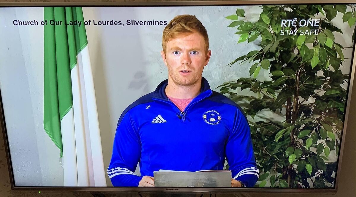 Jason Forde saying the Prayers of the Faithful at RTE's Sunday mass