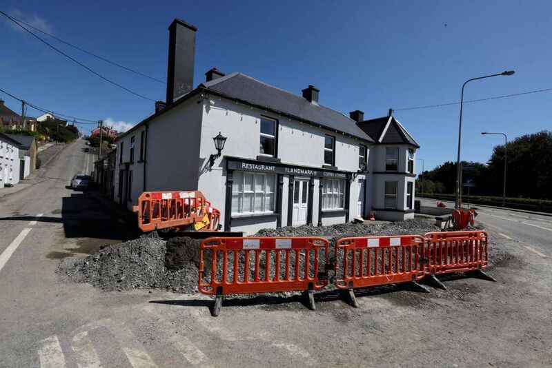Rosscarbery neighbours Michael O'Brien and Noel O'Sullivan whose houses were flooded last weekend. There are fears of further flooding over the coming days. Picture: Neil Michael.