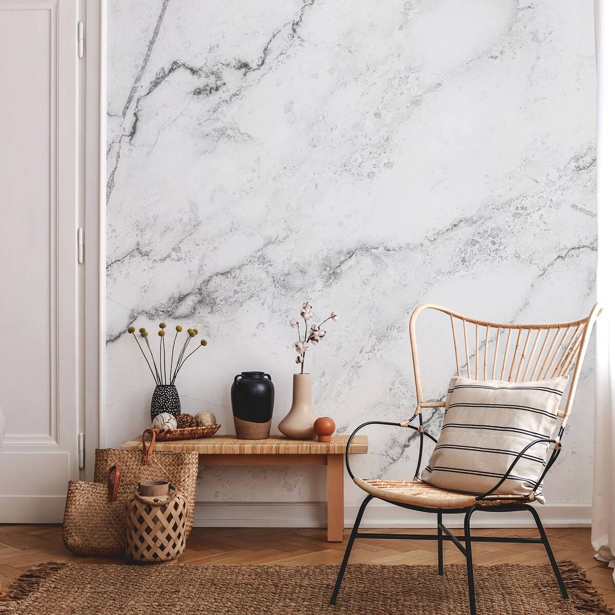 Black and White Marble wallpaper, Wallsauce. 
