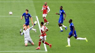 Pierre-Emerick Aubameyang (third left) nets Arsenal's FA Cup final winner against London rivals Chelsea earlier this month. The sides meet in the new Premier League campaign on St Stephen's Day at the Emirates Stadium and again at the end of May at Stamford Bridge - tv schedules permitting.