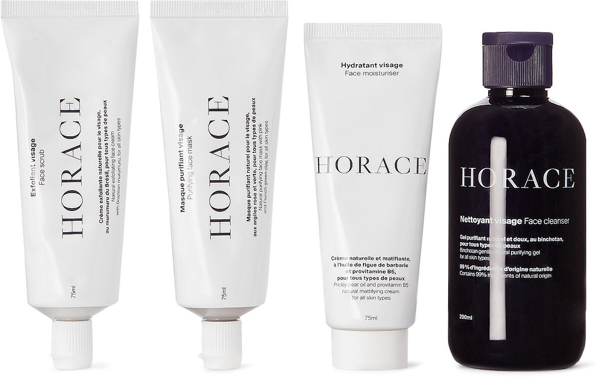 Horace Face kit (Purifiying face cleanser 250mL, mattiffying face moisturiser 75mL, face scrub 75mL, purifying face mask 75mL)