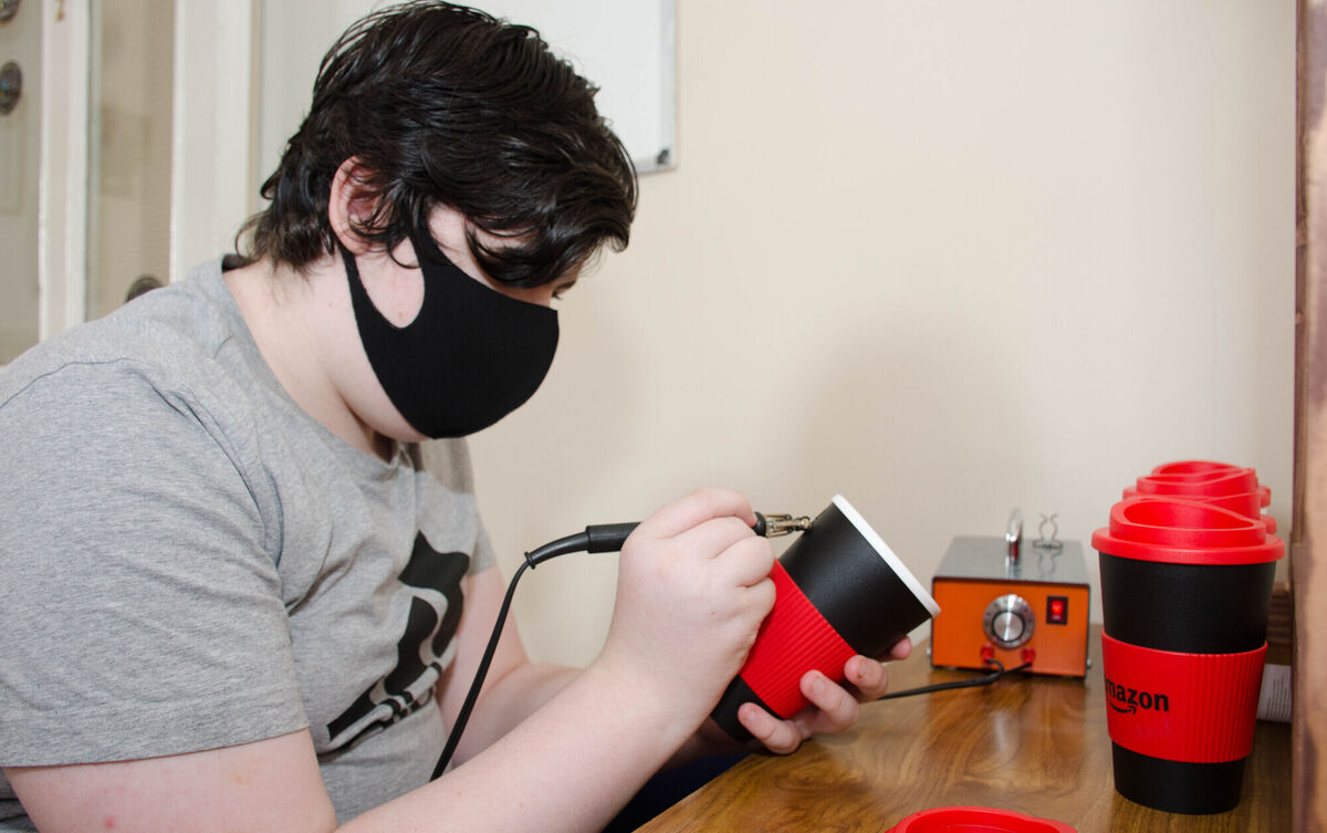  Denis O'Leary putting numbers on cups for individual use in preparation for the opening of the Cork Life Centre. Picture: Howard Crowdy
