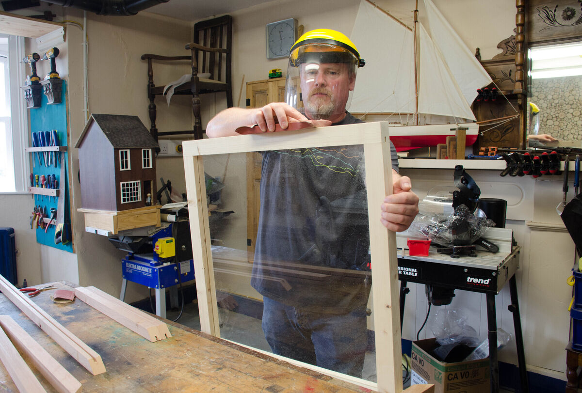Rob Lee adding final touches to one of the partitions in the Woodwork room of the Cork Life Centre. Picture: Howard Crowdy