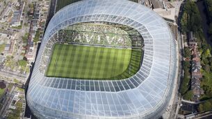 O2 Challenge 31/7/2010 Connacht/Munster vs Leinster/Ulster An Aerial view of the Aviva Stadium during the first match to be played there. Mandatory Credit ¬©INPHO/Norman McCloskey