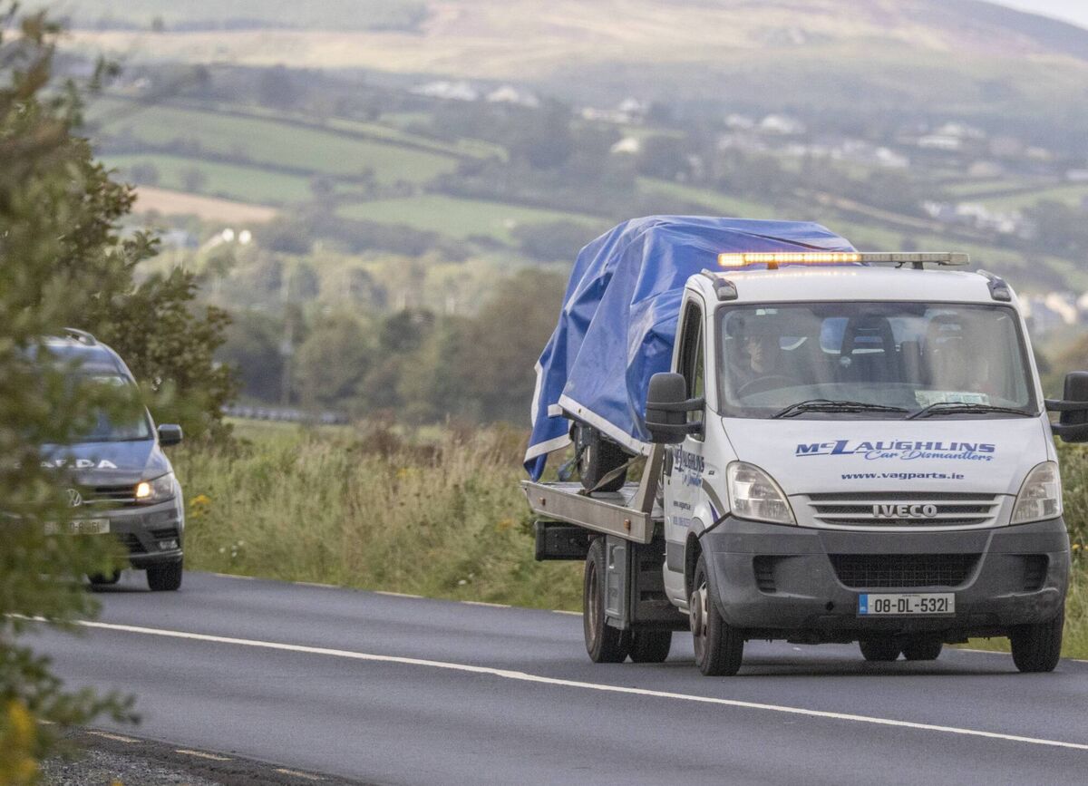 The car which entered the River Foyle near Quigley's Point in North Donegal is taken away for a forensic investigation. Picture: North West Newspix