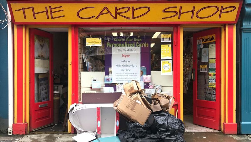 Goods are dumped due to water damage during clean up and repairs on New St in Bantry, Co  Cork, after flooding. Picture: Eamonn Farrell/Rollingnews.ie