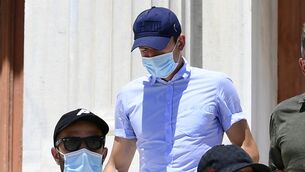 Harry Maguire leaves a court building on the island of Syros (Michael Varaklas/AP)