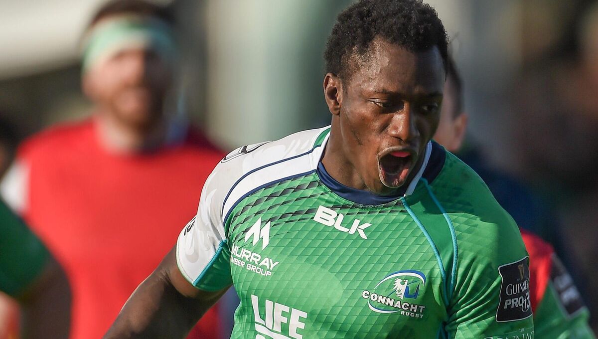 Niyi Adeolokun celebrates a try for Connacht in 2016. Picture: Ramsey Cardy/Sportsfile Niyi Adeolokun celebrates a try for Connacht in 2016. Picture: Ramsey Cardy/Sportsfile