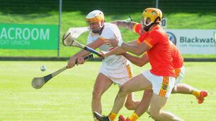 Bandon's Mark Sugrue scoring a goal despite the efforts of the Mallow defenders in the Co-op Superstores Cork SAHC at Coachford.Picture: Denis Minihane.