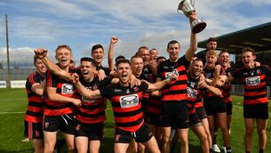 30 August 2020; Ballygunner players celebrate following their side's victory during the Waterford County Senior Hurling Championship Final match between Passage and Ballygunner at Walsh Park in Waterford. Photo by Seb Daly/Sportsfile