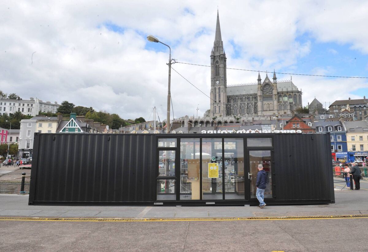Spike Island Tours ticket office and portaloo at the pier in Cobh, Co Cork. Picture: Larry Cummins