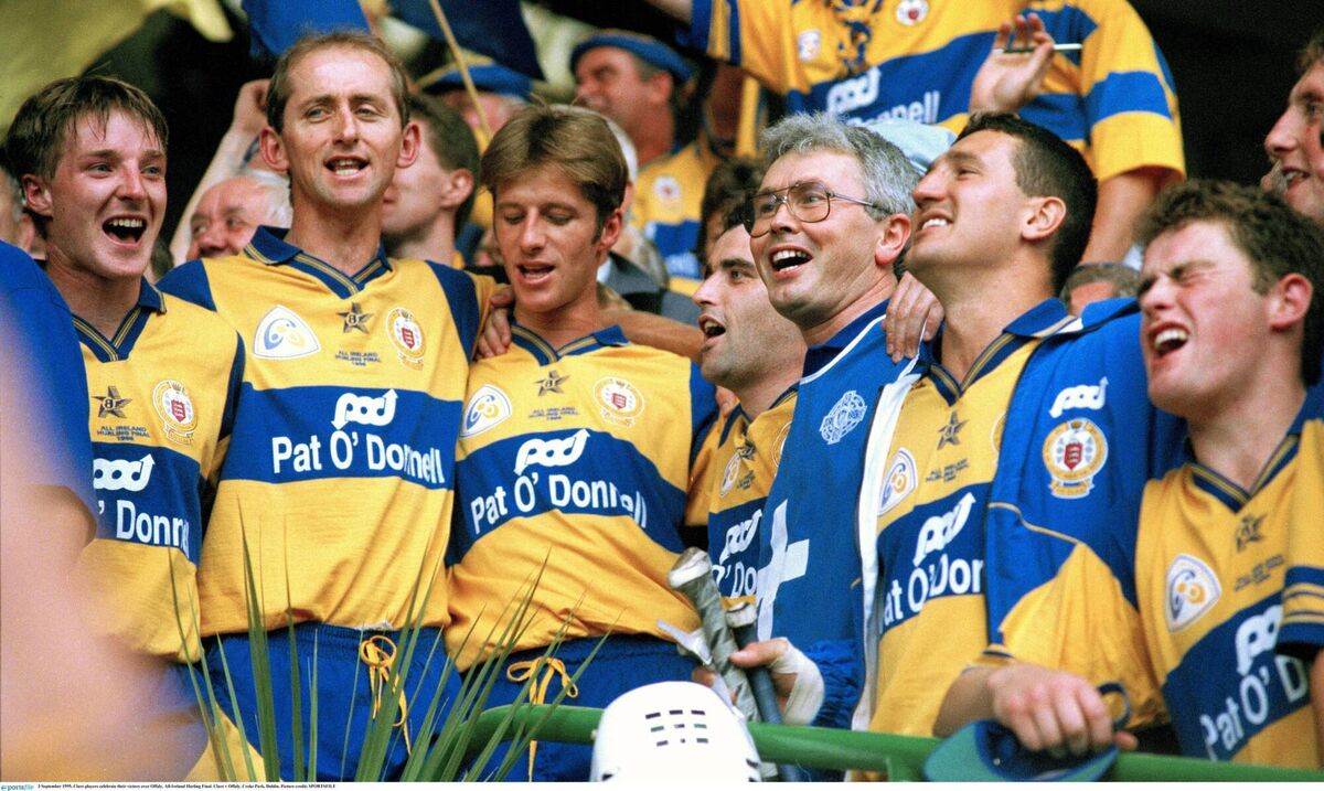  Clare players celebrate their victory over Offaly  Picture credit; SPORTSFILE