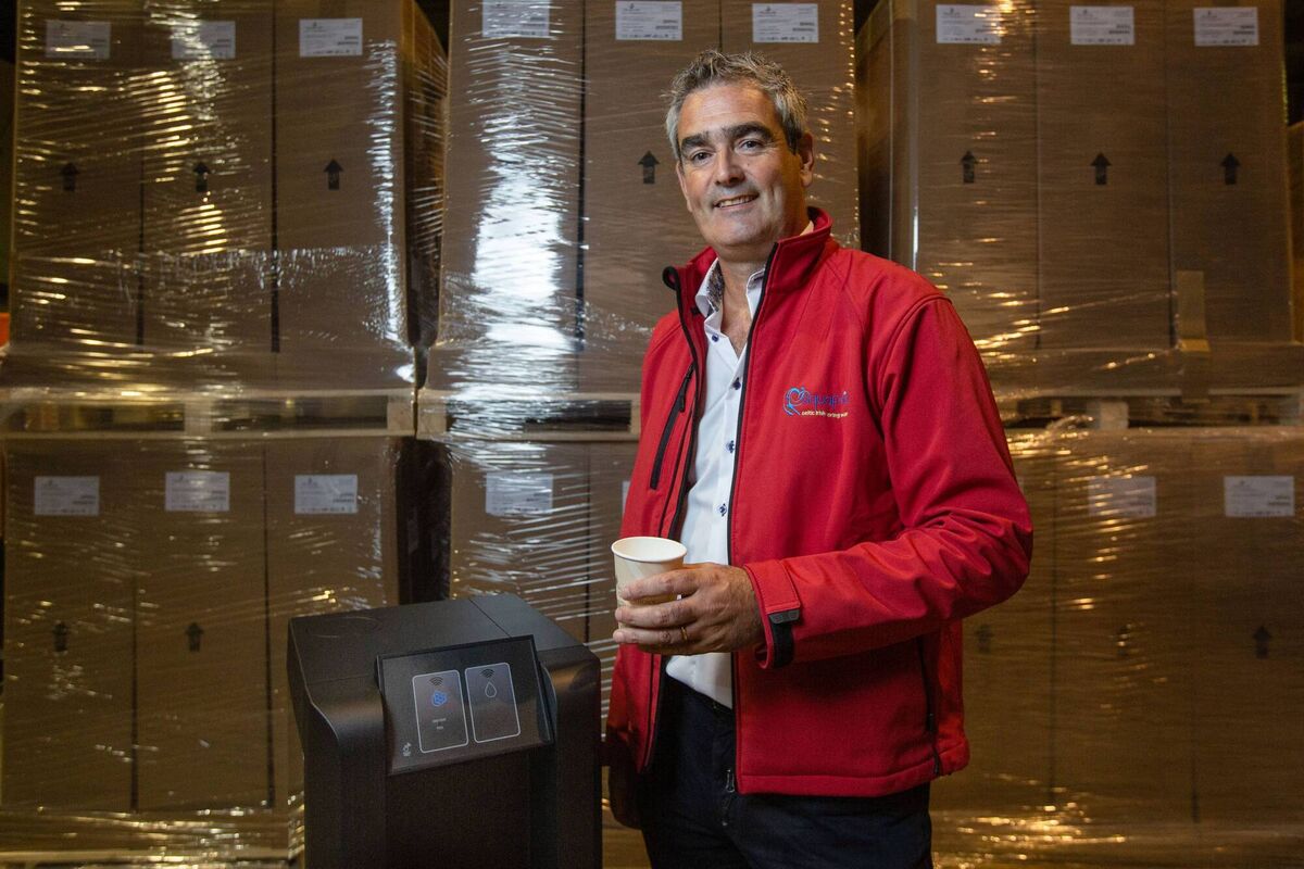 Richie Madden, CEO of Aquafria Ltd with the Aquafria Touch Free machine.