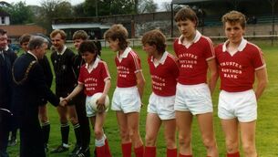 <p>Cork Kennedy Cup captain Roy Keane meets the Lord Mayor Dan Wallace ahead of the Kennedy Cup final in Cork. Also in the picture are Len Downey and the late Paul McCarthy, both teammates of Roy's at Rockmount.</p>