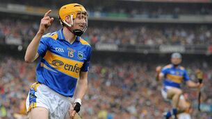 <p>PREMIER CLASS: Lar Corbett, Tipperary, celebrates after scoring his side’s first goal in the All-Ireland hurling final against Kilkenny at Croke Park on Sunday, September 5, 1010. Corbett’s hat-trick destroyed Kilkenny dreams of completing a five in a row.	<span class="contextmenu emphasis CaptionCredit">Picture: David Maher</span>
            </p>