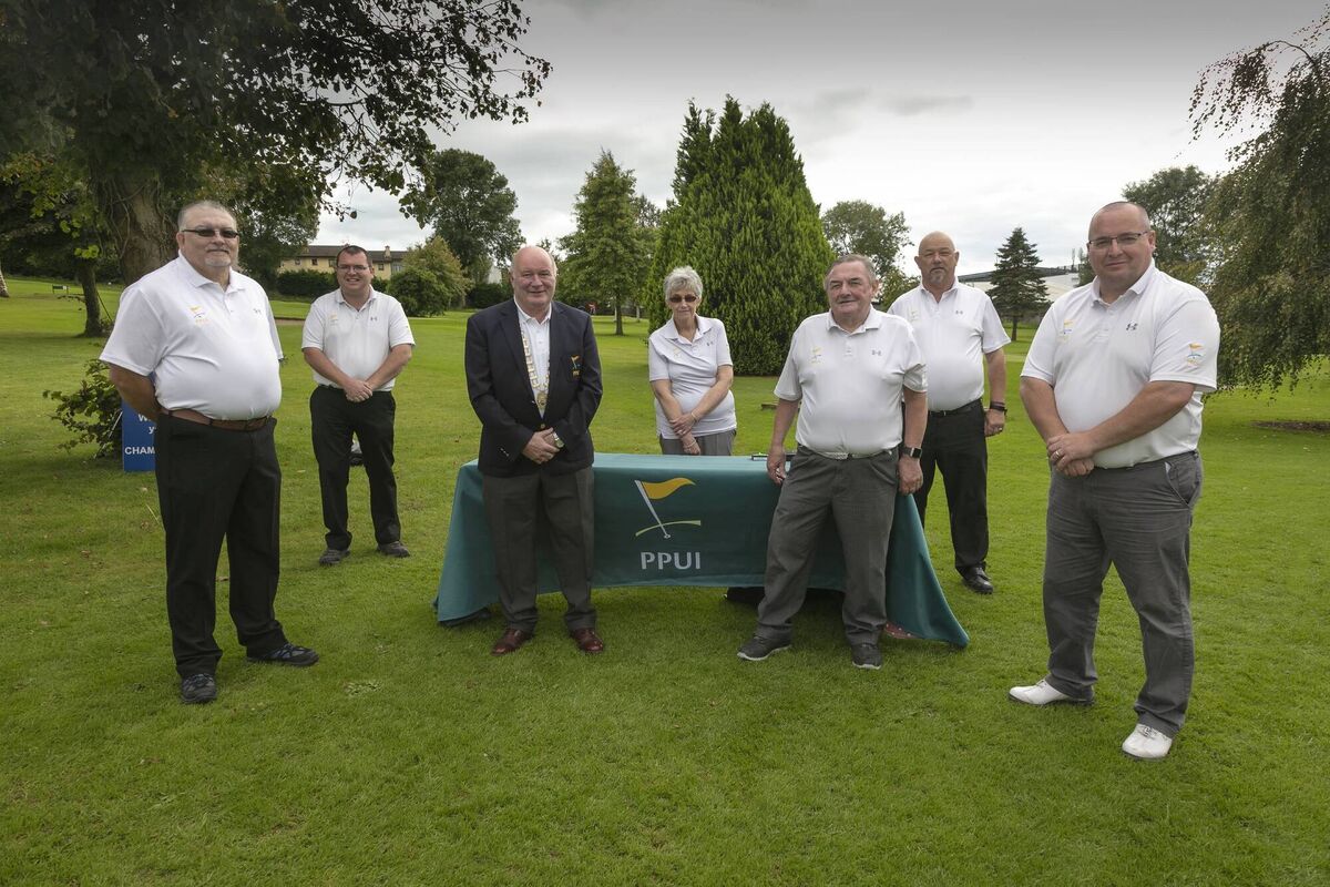 Pitch and Putt Ireland executive officers, from left, John Fitzgerald, Munster coordinator, Jason O’Connor, press and communications officer, Mervyn Cooney, president, Breda Brophy, treasurer, Michael Murphy, Hon Sec, Myles McMorrow, national competition coordinator, Mark Keohane, vice president.