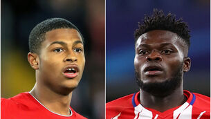 Rhian Brewster and Thomas Partey (John Walton/Peter Byrne/PA)