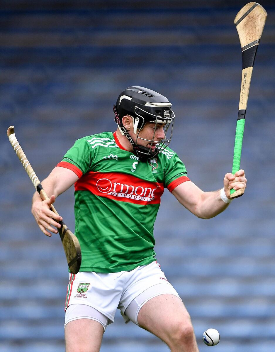 Tomás McGrath of Loughmore-Castleiney with his own hurley and that of Conor Ryan of Nenagh Éire Óg. Picture: Piaras Ó Mídheach/Sportsfile