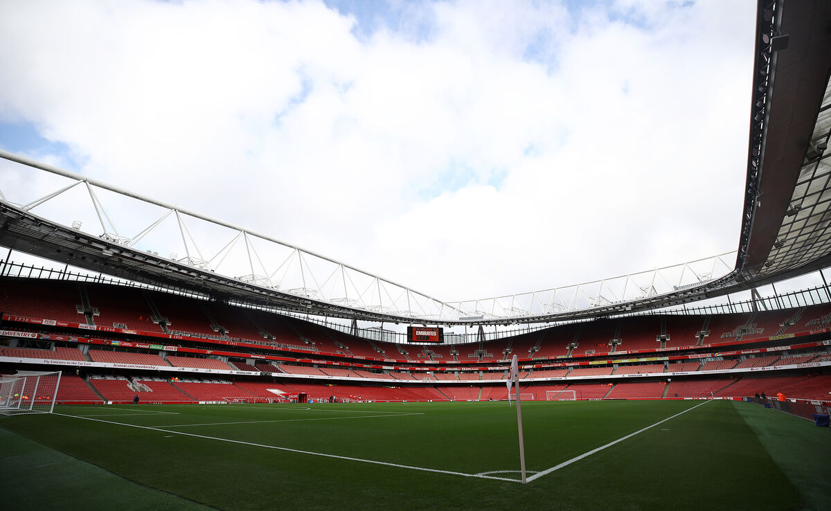 A view of an empty stadium before the Premier League match at the Emirates Stadium, London.