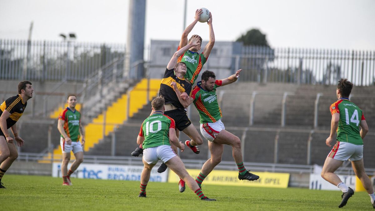 Mid Kerry's Colin McGillycuddy takes a high catch against Dr Crokes at Austin Stack Park. Photo by Domnick Walsh Mid Kerry's Colin McGillycuddy takes a high catch against Dr Crokes at Austin Stack Park. Photo by Domnick Walsh