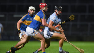 <p>Conor Boylan of Na Piarsaigh in action against Josh Considine and Aaron Gillane of Patrickswell during the Limerick SHE semi-final. Picture: Diarmuid Greene/Sportsfile</p>