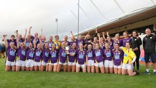 <p> West Cork celebrate their win. Picture: Jim Coughlan.</p>