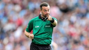 <p>David Gough said one item of concern from the senior game he refereed was the lack of adherence to the mouthguard rule. Picture: INPHO/Laszlo Geczo</p>