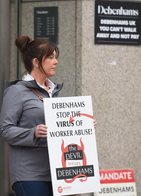 Former Debenhams workers continue their picket of stores. Picture: Larry Cummins. Former Debenhams workers continue their picket of stores. Picture: Larry Cummins.
