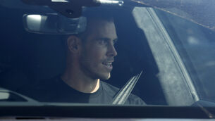 <p>Gareth Bale arrives at the Tottenham training ground on Friday. Picture: Frank Augstein/AP</p>