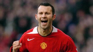 <p>Ryan Giggs celebrates after scoring at Old Trafford, Manchester, in 2004. Picture: Paul Barker Getty Images</p>