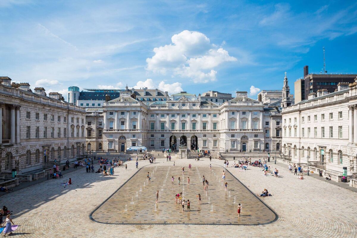 London's Somerset House is home to festival events and features the Dancing Fountains permanent installation in its courtyard.