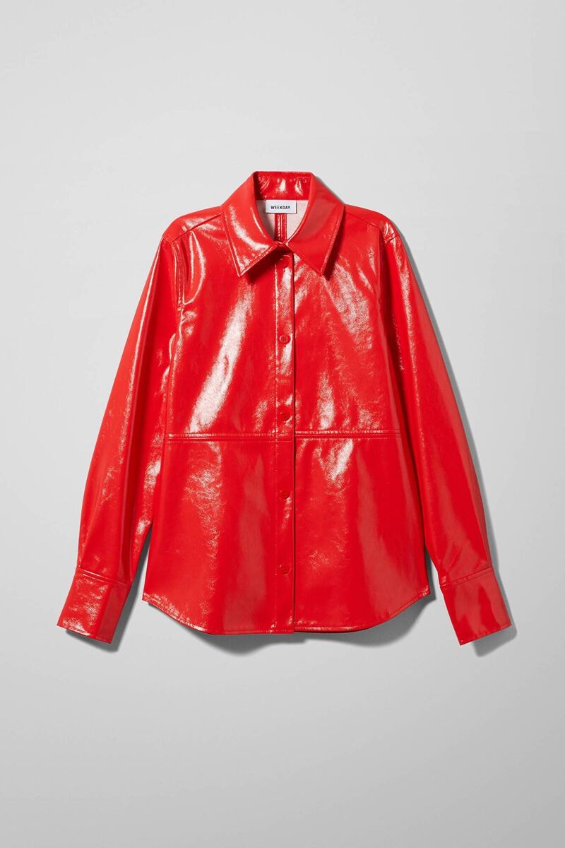 Red Patent Shirt, €50, Weekday