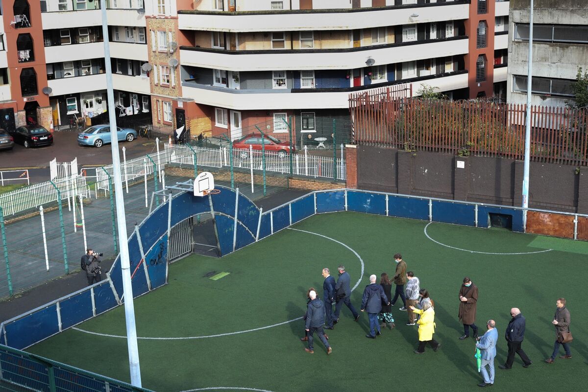 The Taoiseach said that efforts would be made to restore the play area and an astroturf soccer pitch.Photo: Julien Behal. The Taoiseach said that efforts would be made to restore the play area and an astroturf soccer pitch.Photo: Julien Behal.
