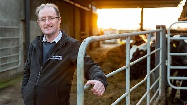 Joe Hayes, owner of Cleanline Farm Services, who says that giving the calves Alpha Calf Max has meant that farmers don't have to treat and vet their animals on a daily basis.