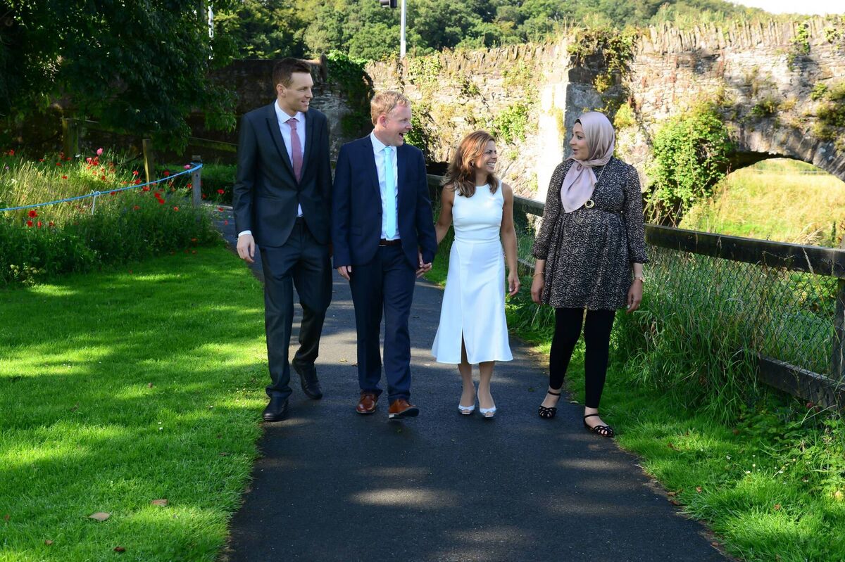 Lauana Nogueira Terra and Adam Douglas with their friends and witnesses, Fatma Ahmed and Keith Geoghegan.