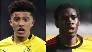 <p>Jadon Sancho and Ismaila Sarr feature among the rumours. Picture: Adam Davy/ PA</p>