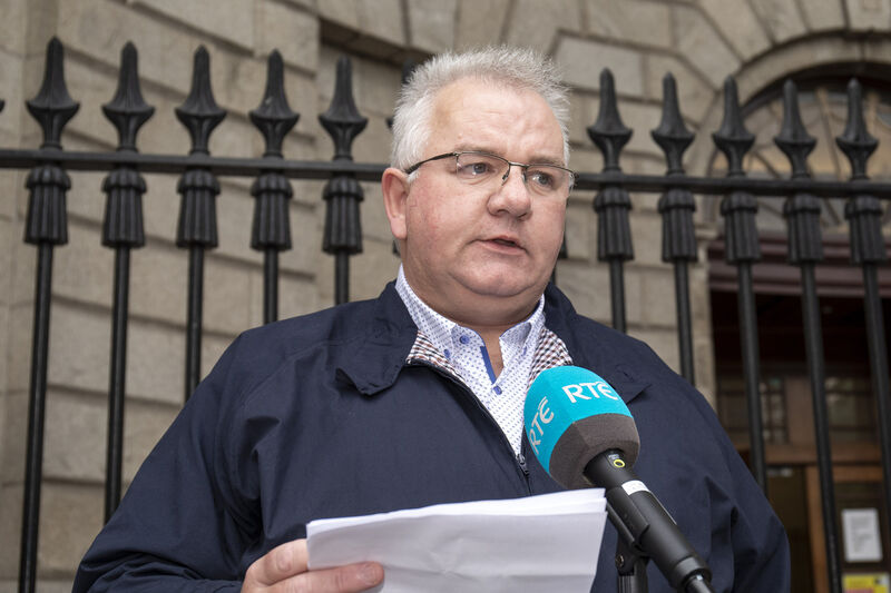 Damien Carrick, husband of Patricia Carrick, of Oranmore, Co. Galway, speaking to media outside the High Court yesterday on Tuesday after they settled their action against the HSE. Picture: Collins Courts Damien Carrick, husband of Patricia Carrick, of Oranmore, Co. Galway, speaking to media outside the High Court yesterday on Tuesday after they settled their action against the HSE. Picture: Collins Courts