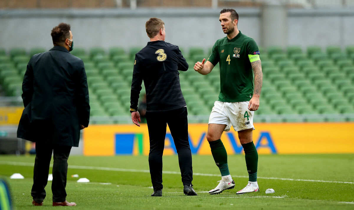 Ireland manager Stephen Kenny with Shane Duffy. Picture: INPHO/Ryan Byrne
