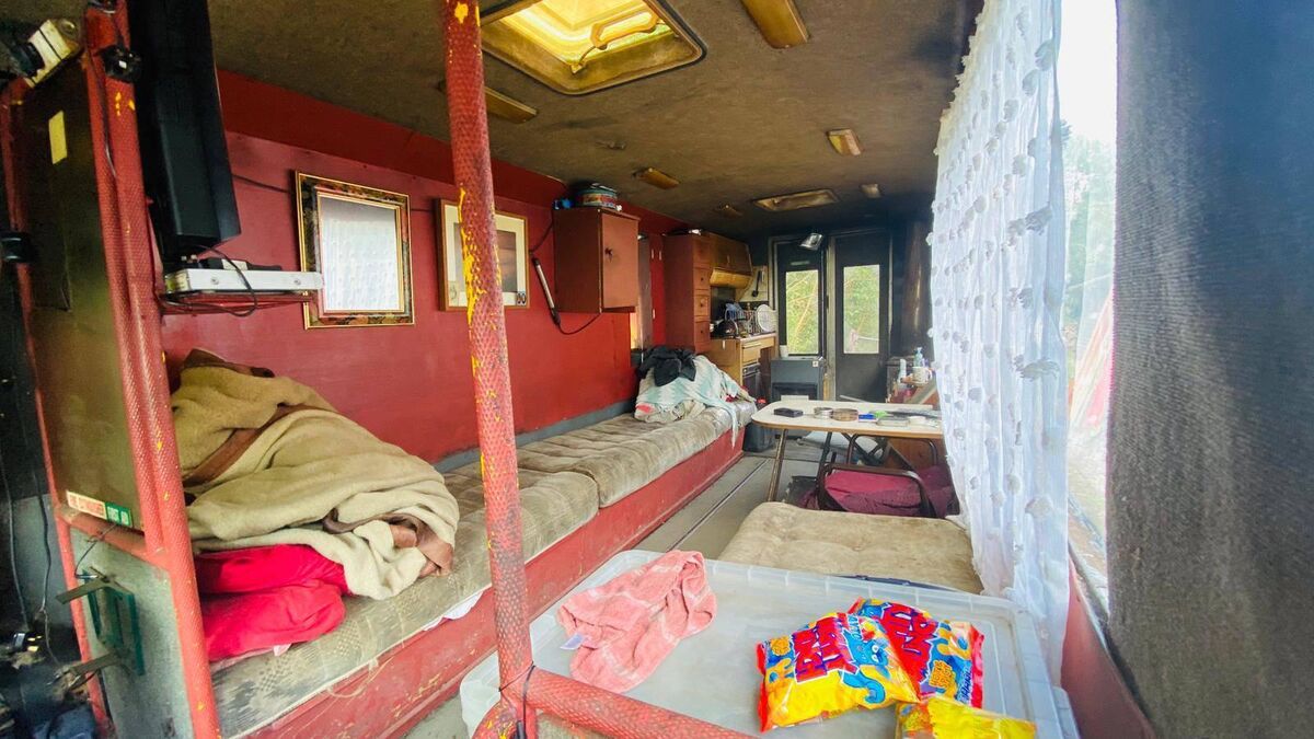 Adrian Walsh and his father Patrick have been living in a disused bus by the river just 15 minutes from Cork city centre for the last four years. Picture: Larry Cummins Adrian Walsh and his father Patrick have been living in a disused bus by the river just 15 minutes from Cork city centre for the last four years. Picture: Larry Cummins